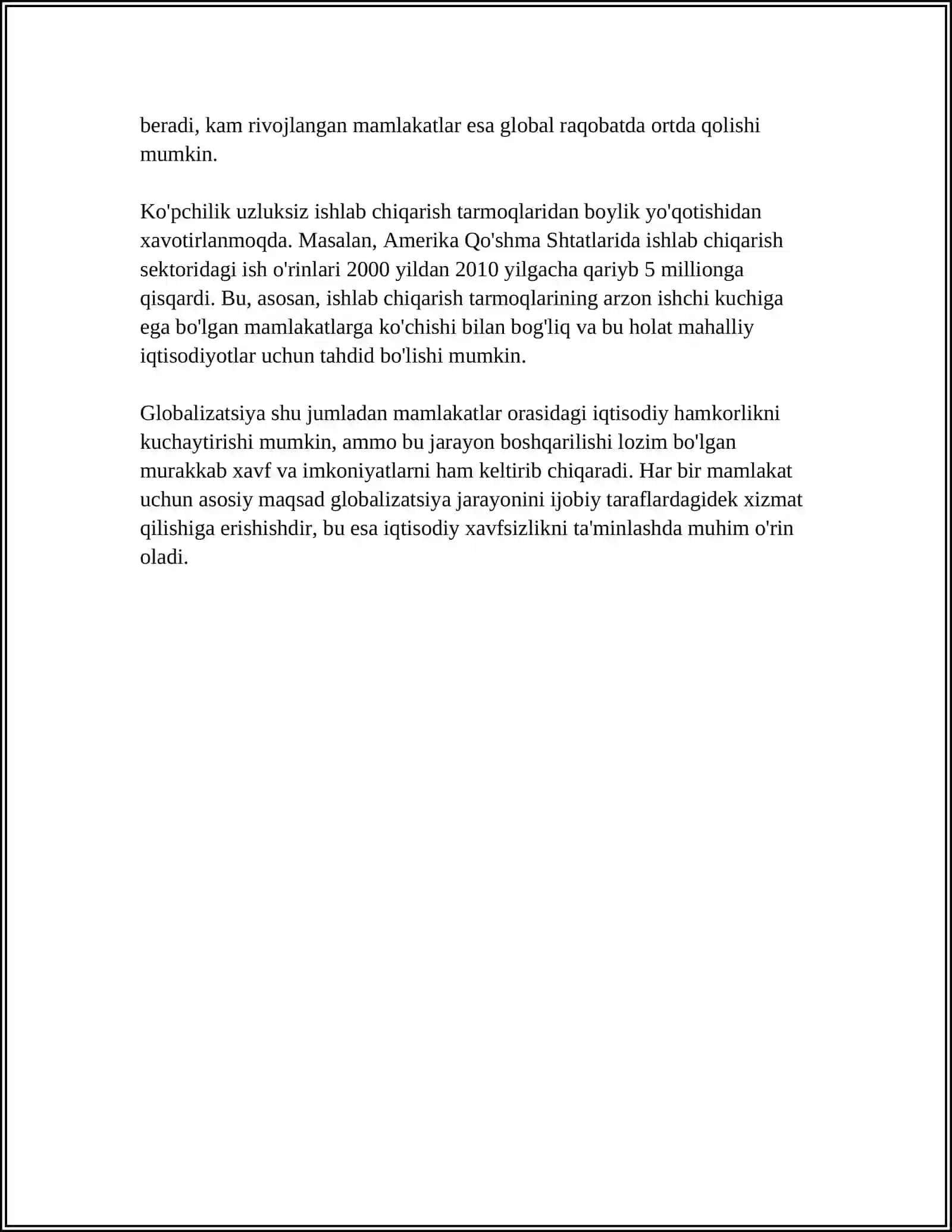 GLOBALLASHUV JARAYONLARINING MAMLAKATLAR IQTISODIY XAVSIZLIGIGA TASIRI MAVZUSIDA MAQOLA 4
