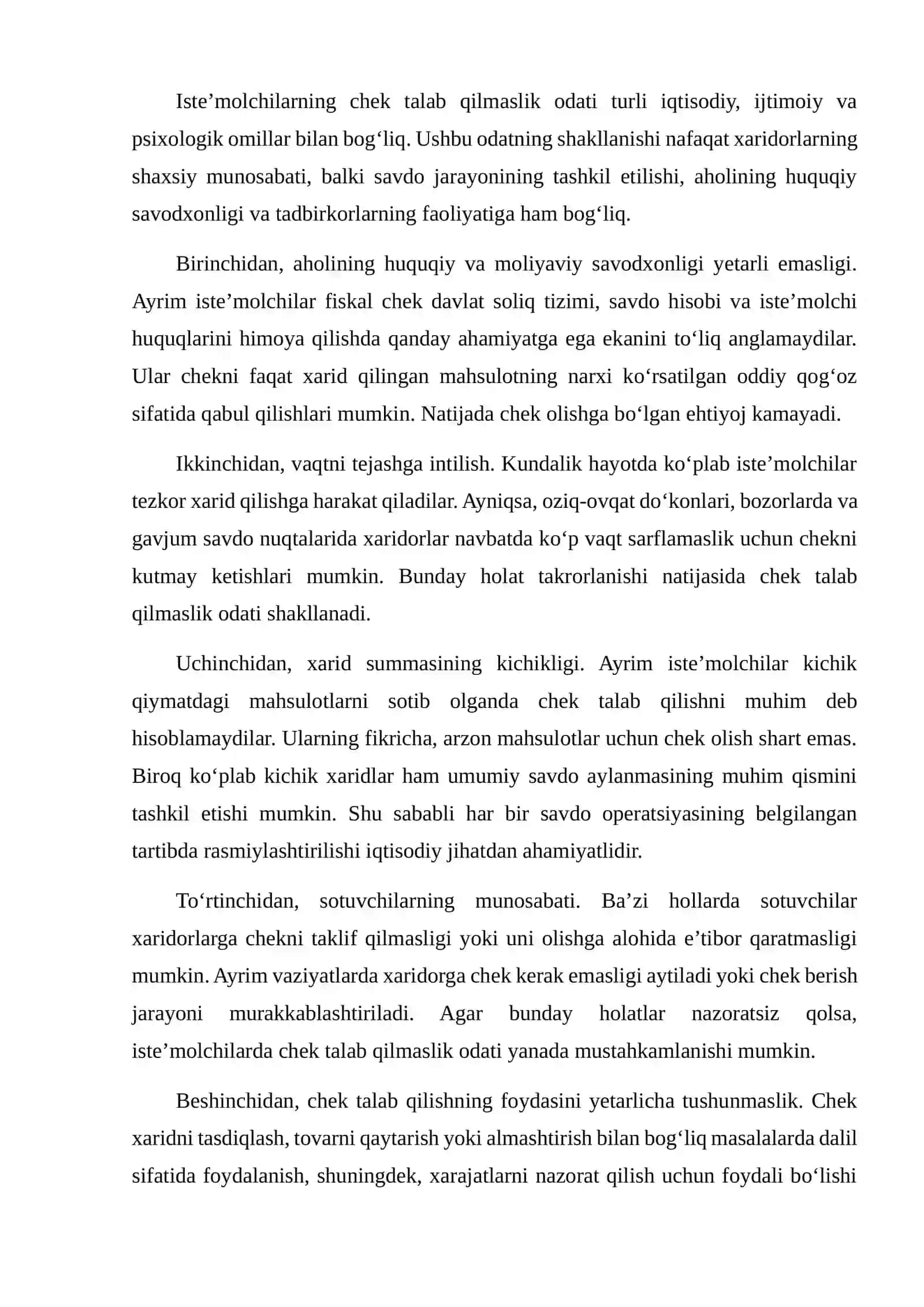 ISTE’MOLCHILARNING CHEK TALAB QILMASLIK ODATLARI VA UNING XUFIYONA AYLANMAGA TA’SIRINI STATISTIK O‘RGANISH 4