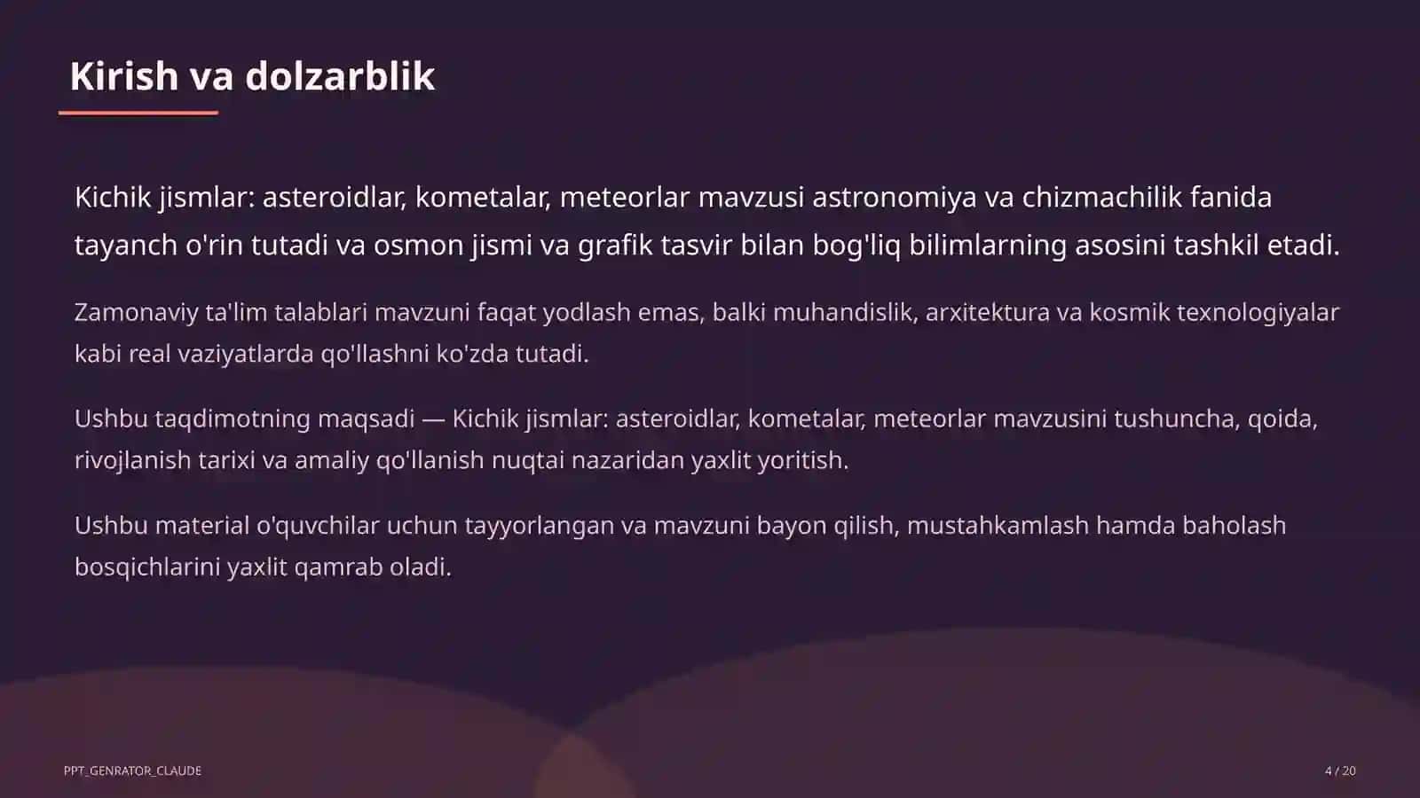 Kichik jismlar: asteroidlar, kometalar, meteorlar (11-sinf) 4