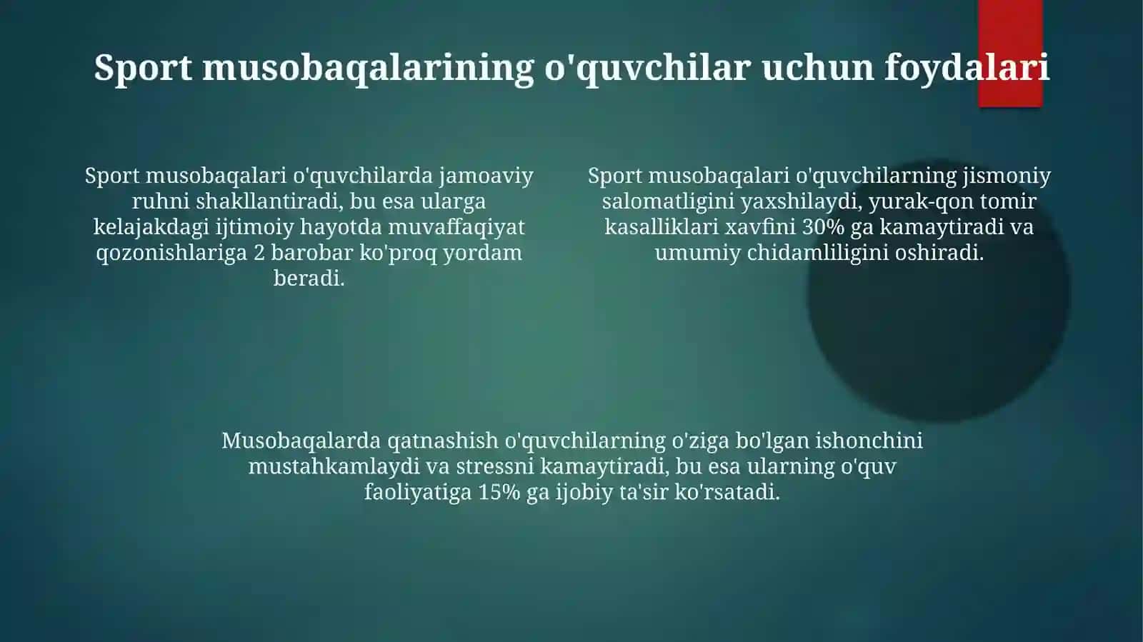 Maktab sport musobaqalari sinfdan tashqari ishlarning ommaviy shakli sifatida 4