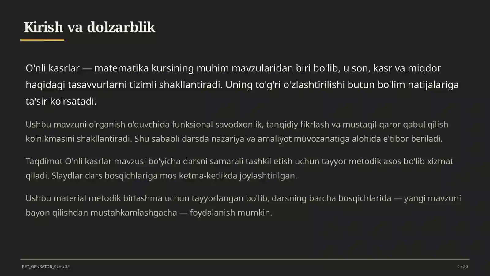 O'nli kasrlar (5-sinf) 4