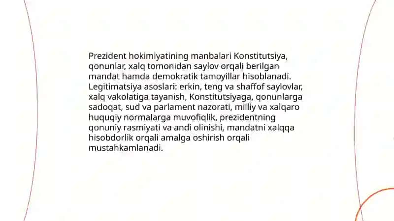 Oʻzbekiston respublikasi prezidenti konstitutsiyasi prinsiplari 4