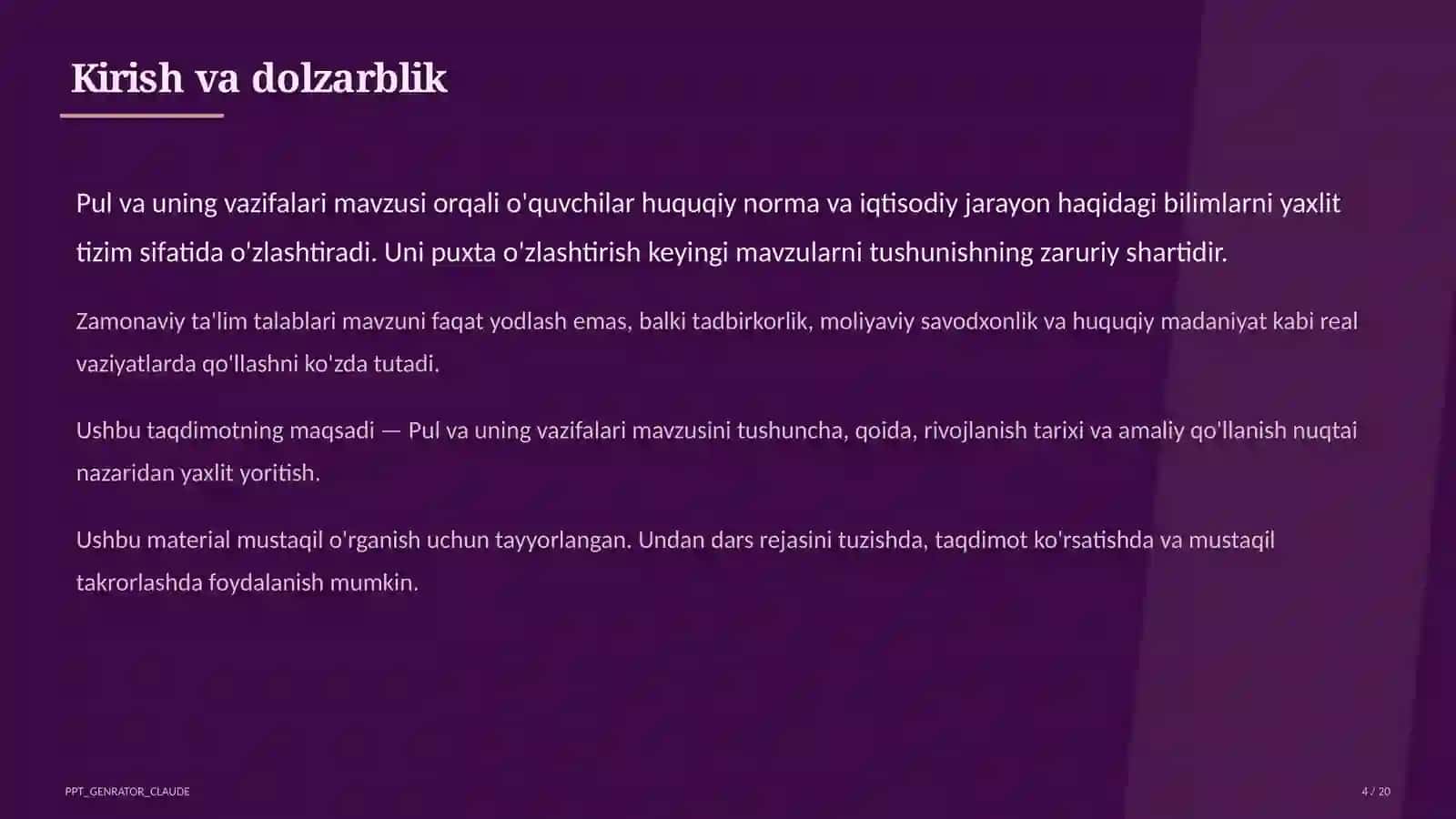 Pul va uning vazifalari (9-sinf) 4