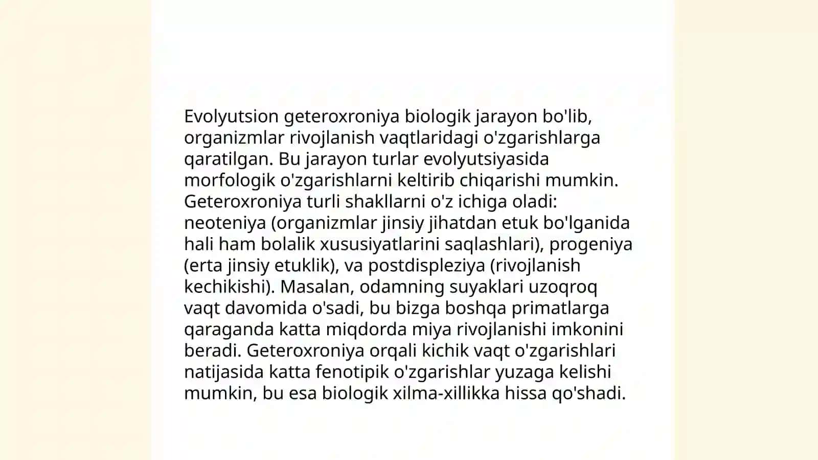 O‘sish va rivojlanish geteroxroniyasini 4