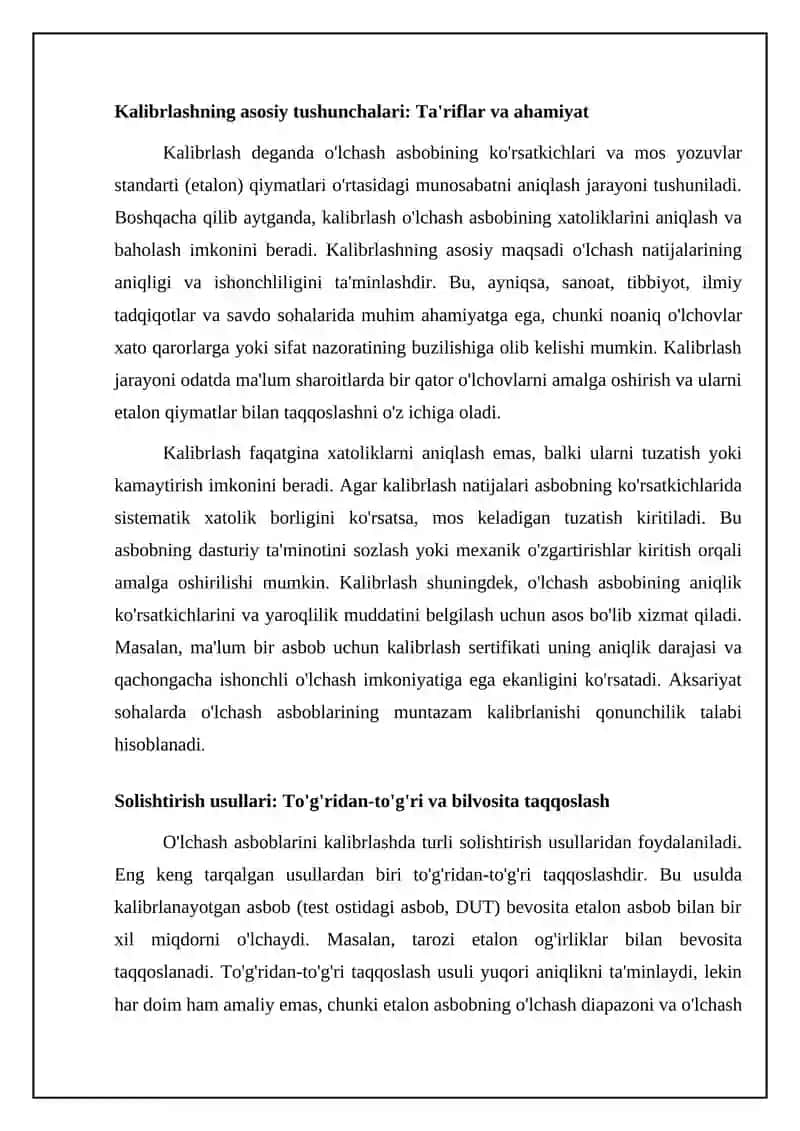 Kalibrlashning asosiy tushunchalari va solishtirish usullari 4