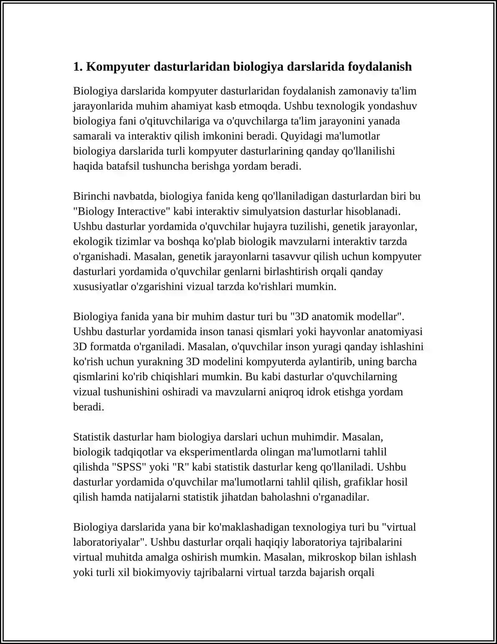 BIOLOGIYA O'QITISHDA YANGI AXBOROT TEXNOLOGIYALARINI QO'LLASH 4