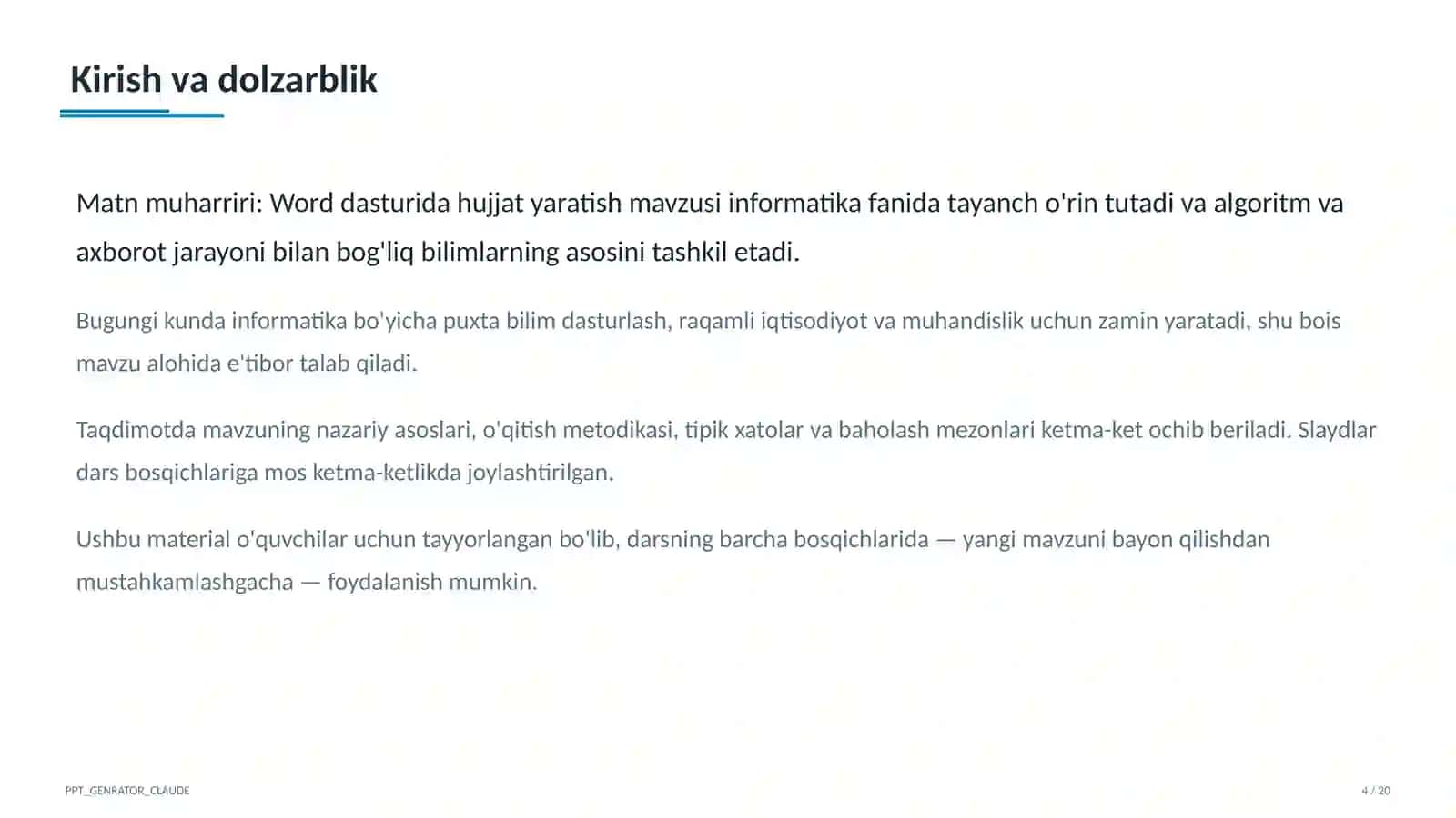 Word dasturida hujjat yaratish (6-sinf) 4