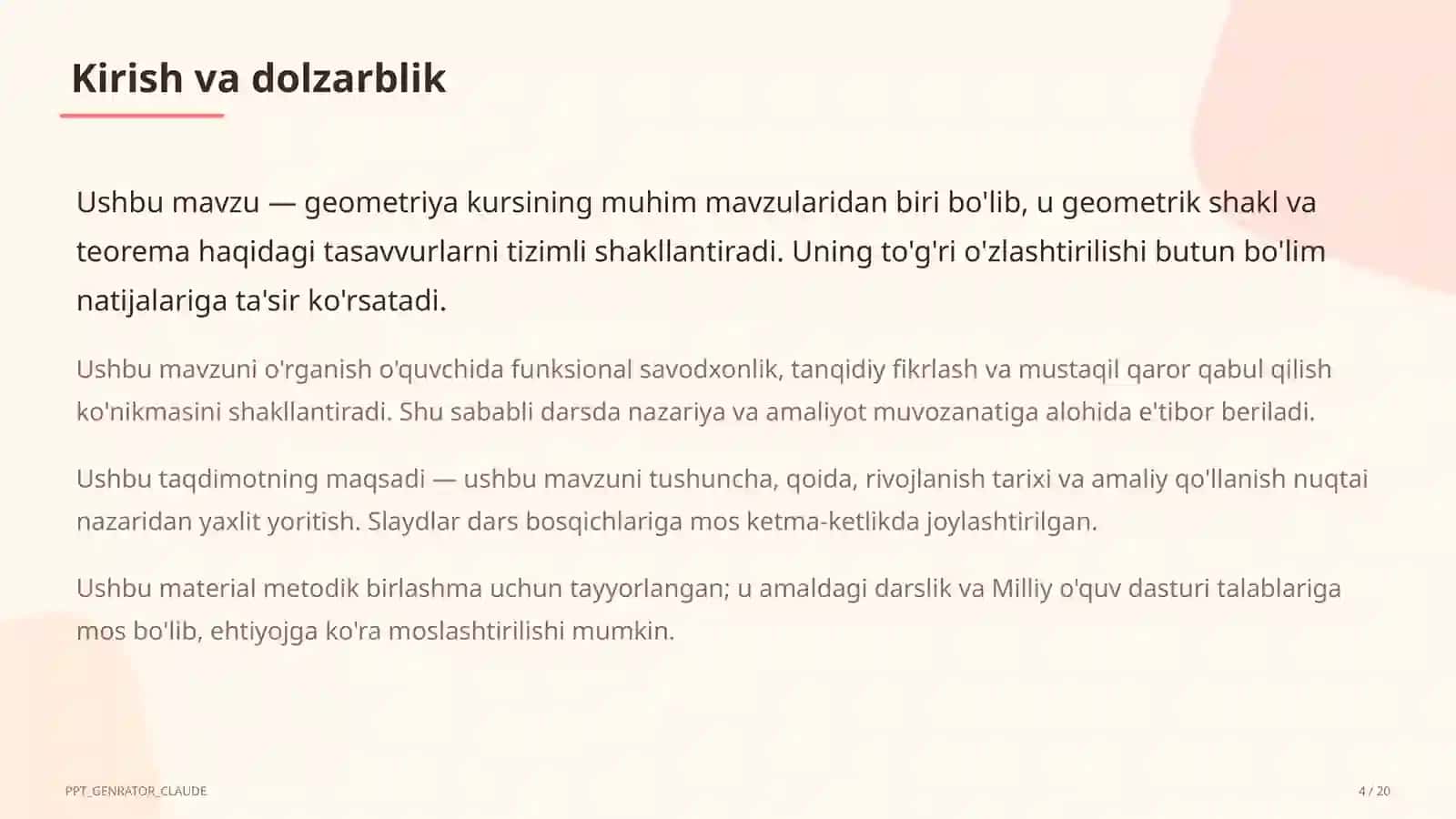 Harakatlar: simmetriya, burish, parallel ko'chirish (9-sinf) 4