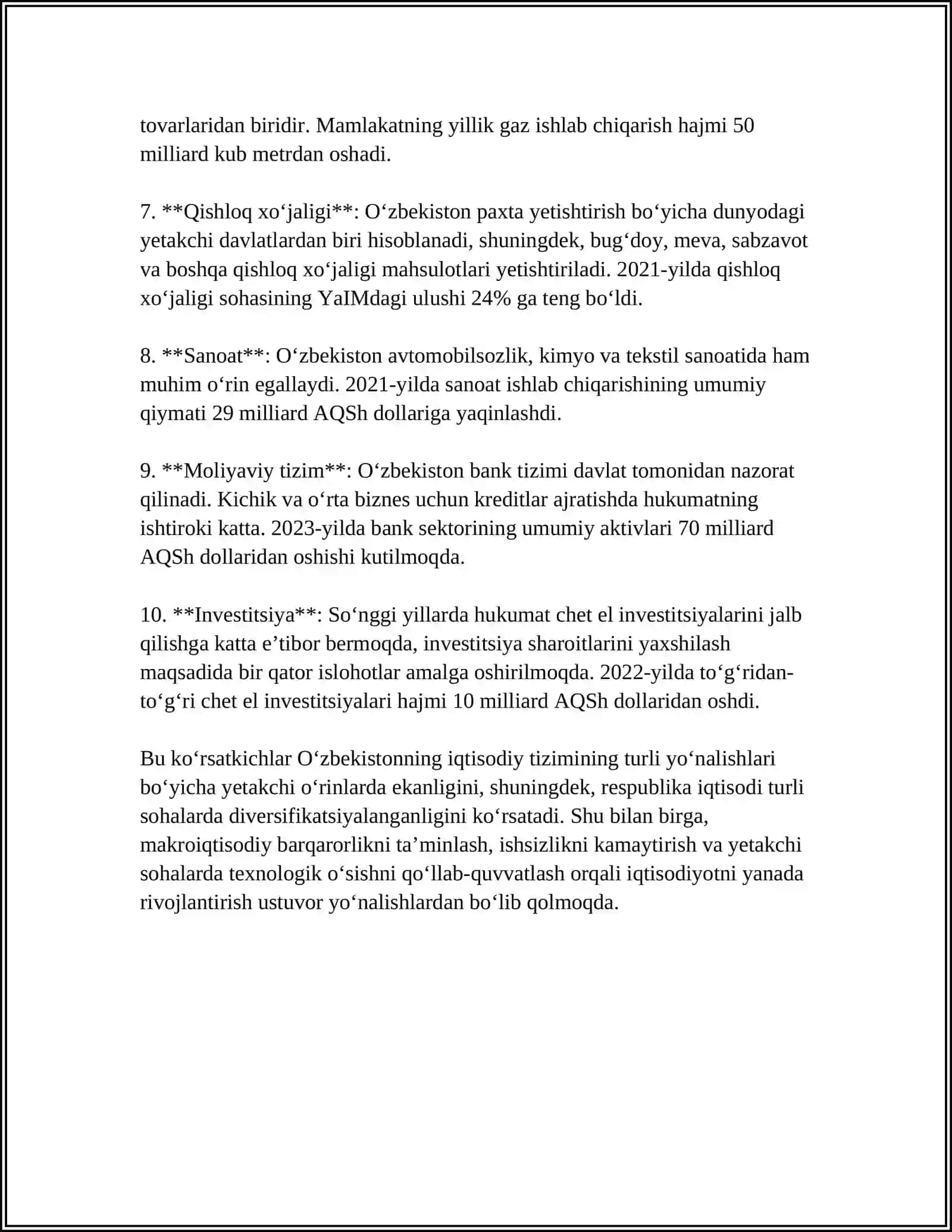 ÓZBEKISTON IQTISODIYOTIGA UMUMIY TAVSIF 4