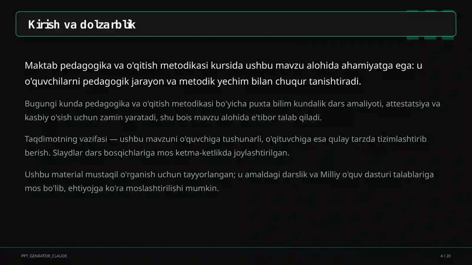 O'qituvchining nutq madaniyati va pedagogik muloqot 4