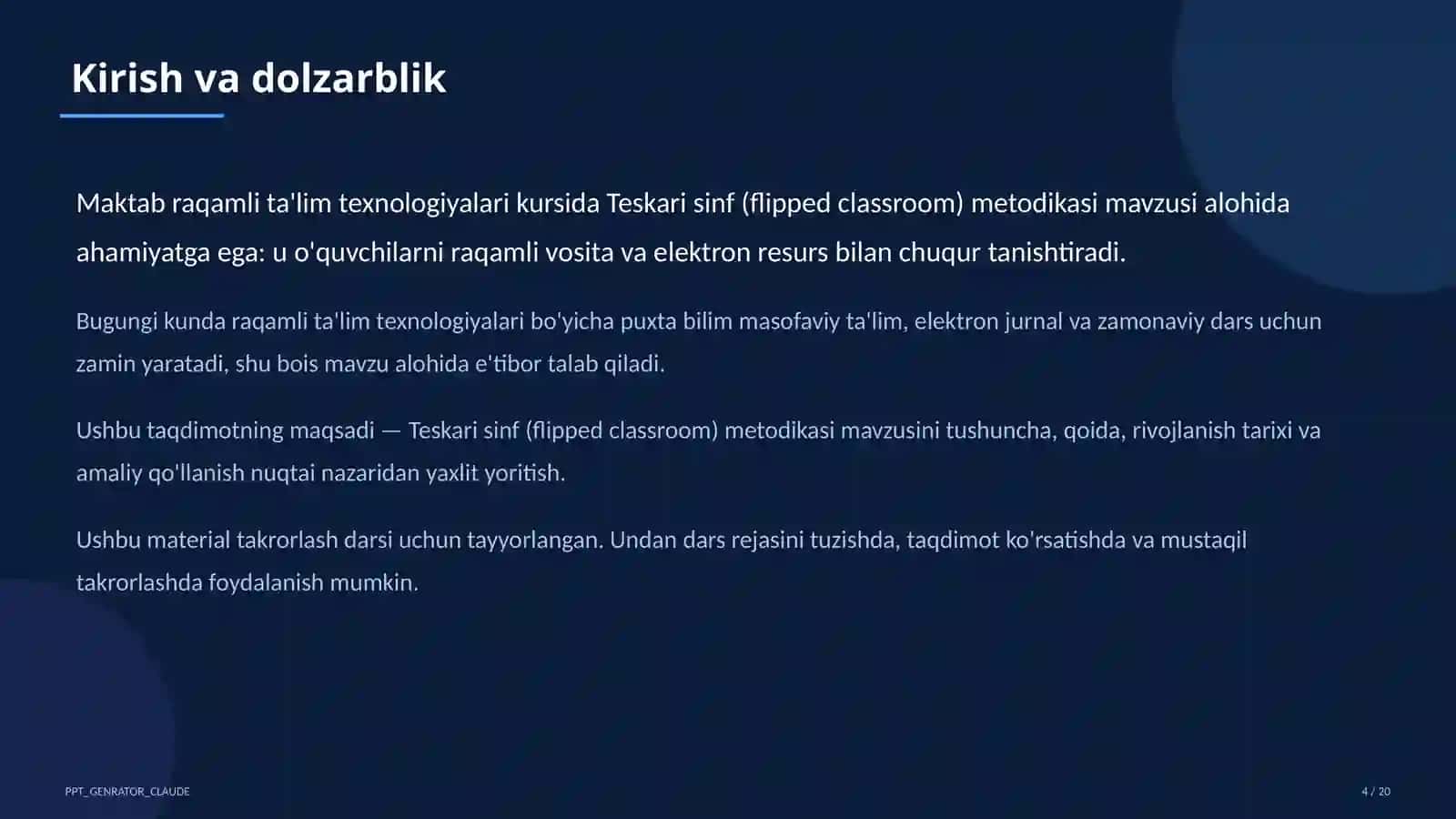 Teskari sinf (flipped classroom) metodikasi 4