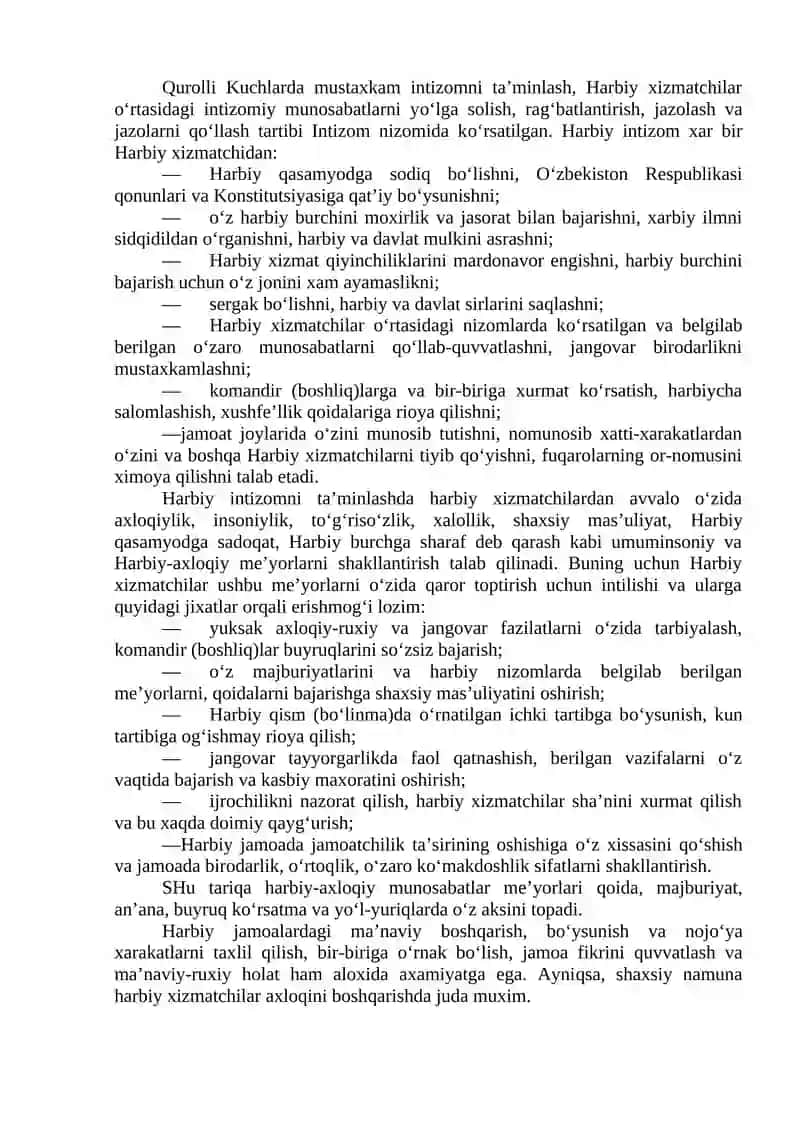 Harbiy jamoalarda xuquqiy va axloqiy-me’yoriy munosabatlar, o‘zaro muloqot madaniyati 4