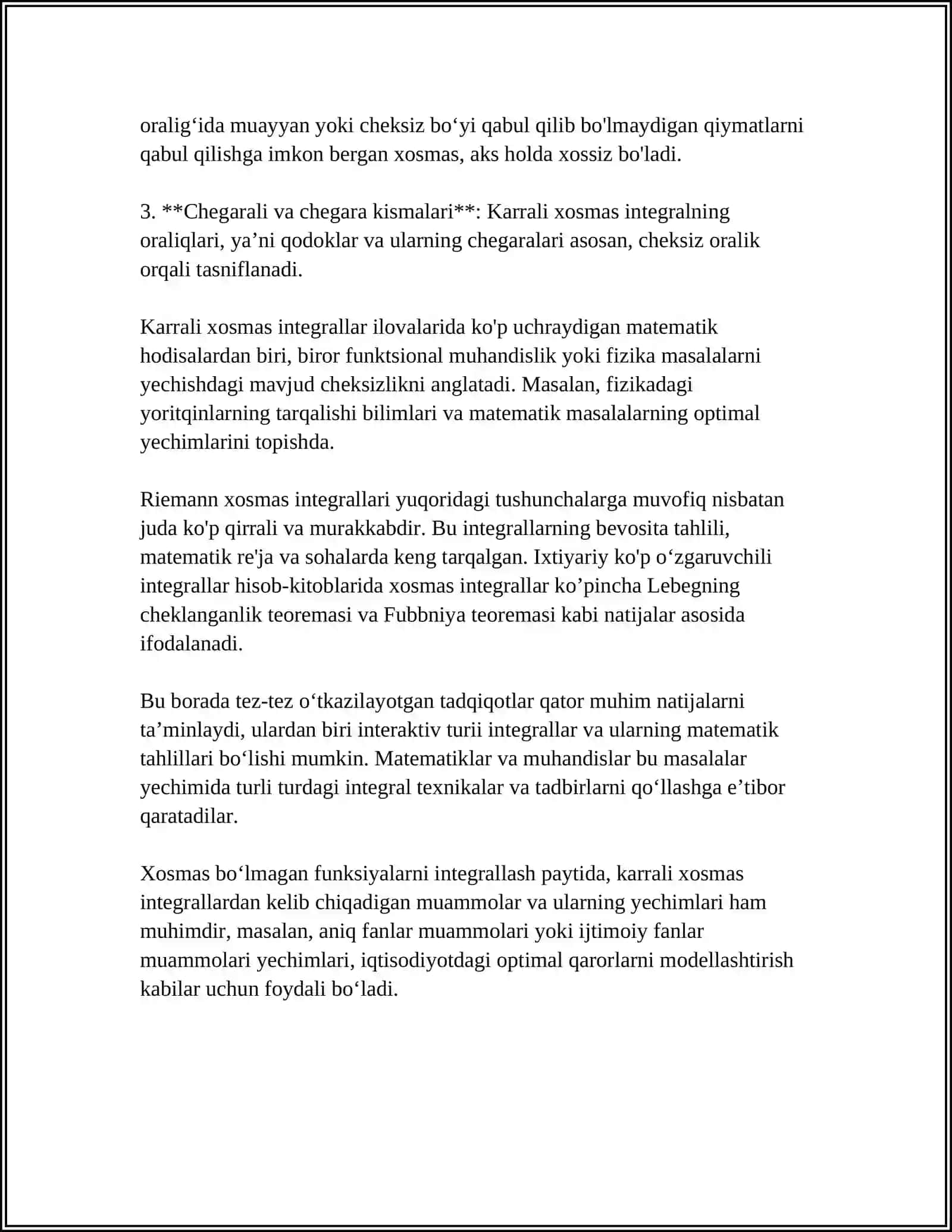 KARRALI XOSMAS INTEGRALLAR 4