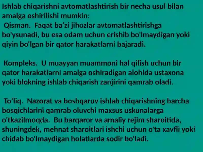 Avtomatlashtirish haqida 4