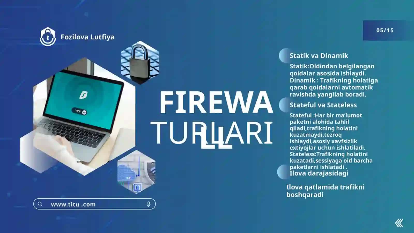 TARMOQLARARO,EKRAN VOSITASI YORDAMIDA TARMOQ XAVFSIZLIGINI TA’MINLASH 4