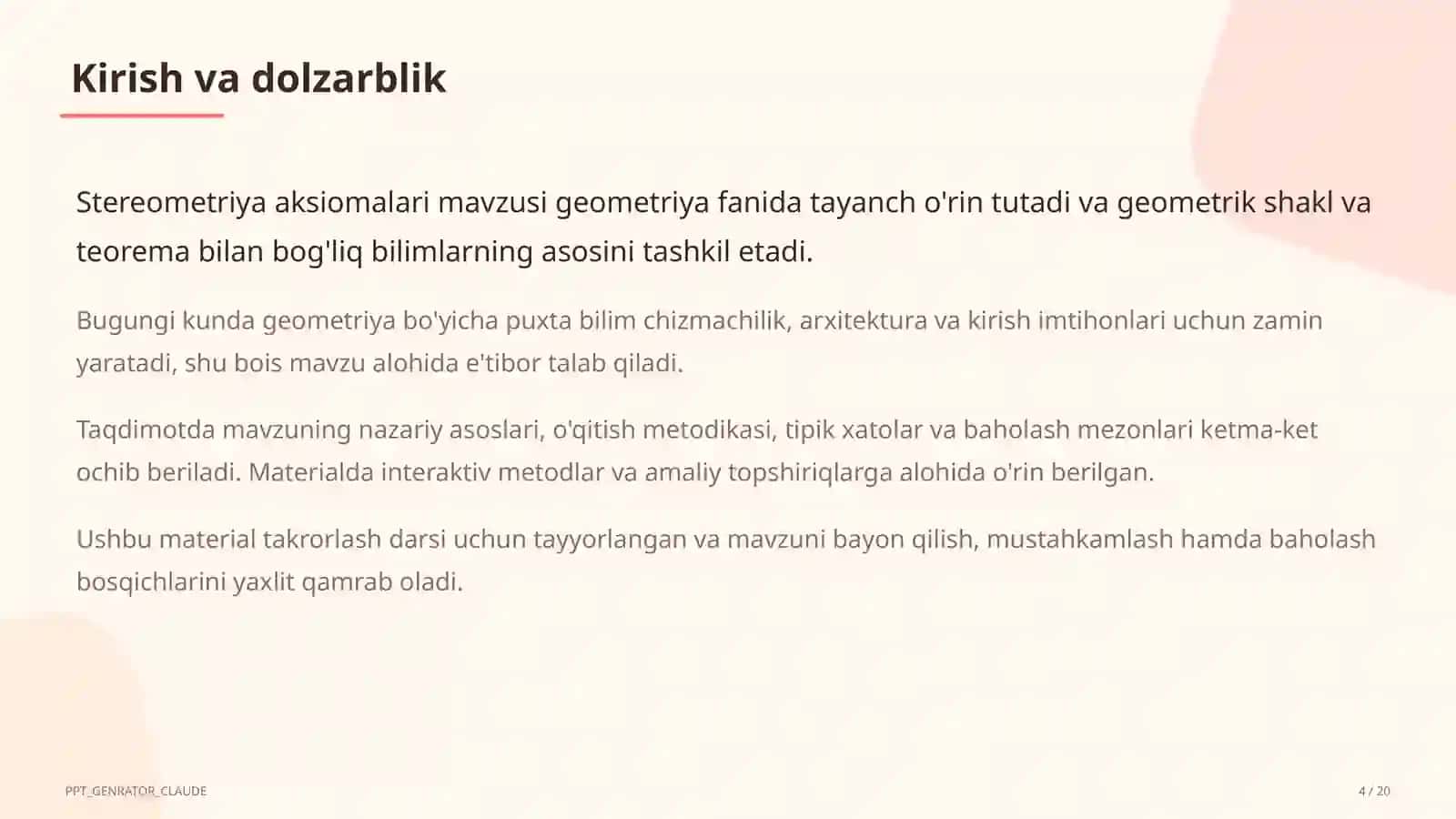 Stereometriya aksiomalari (10-sinf) 4