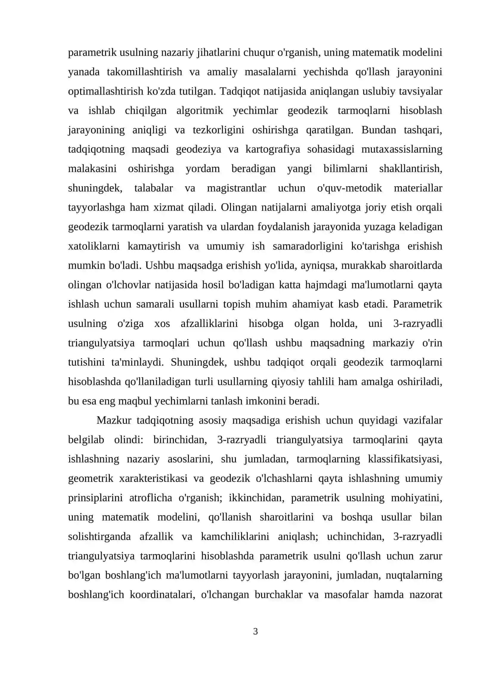 3-razryadli triangulyatsiya toʻrini qayta ishlash va ularni hisoblash usullari. Parametrik usuli.+ 4