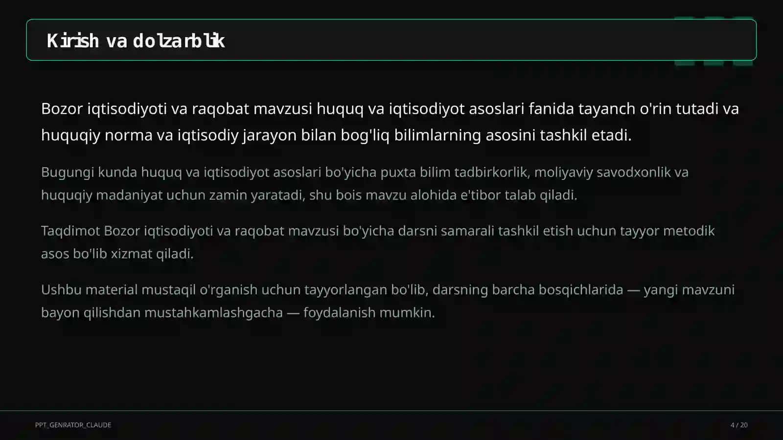 Bozor iqtisodiyoti va raqobat (10-sinf) 4