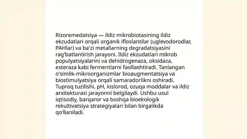 Bioekologik usullar orqali tuproqni rekultivatsiya qilish 4