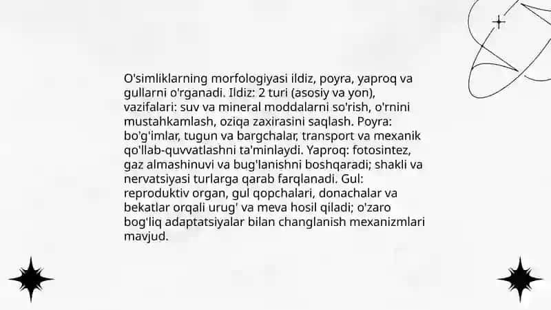 Òsimliklar dunyosi va ularni hayot tarzi haqidagi bilimlarini bilib olish va tahlil qilish 4