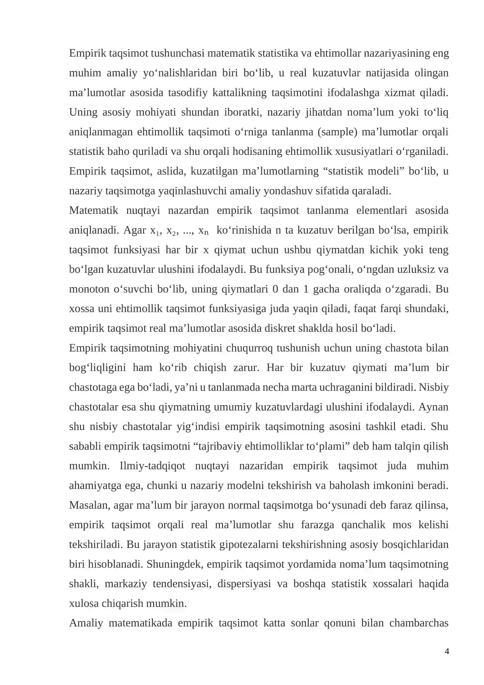 EMPERIK TAQSIMOT VA UNING XOSSALARI 4