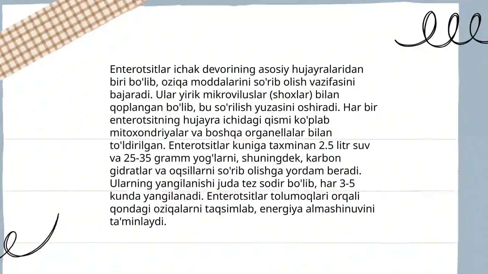 Ichaklar ovqat hazm bo'lishi va qonga so'rilishida jiyakli enterotsitning ahamiyati 4