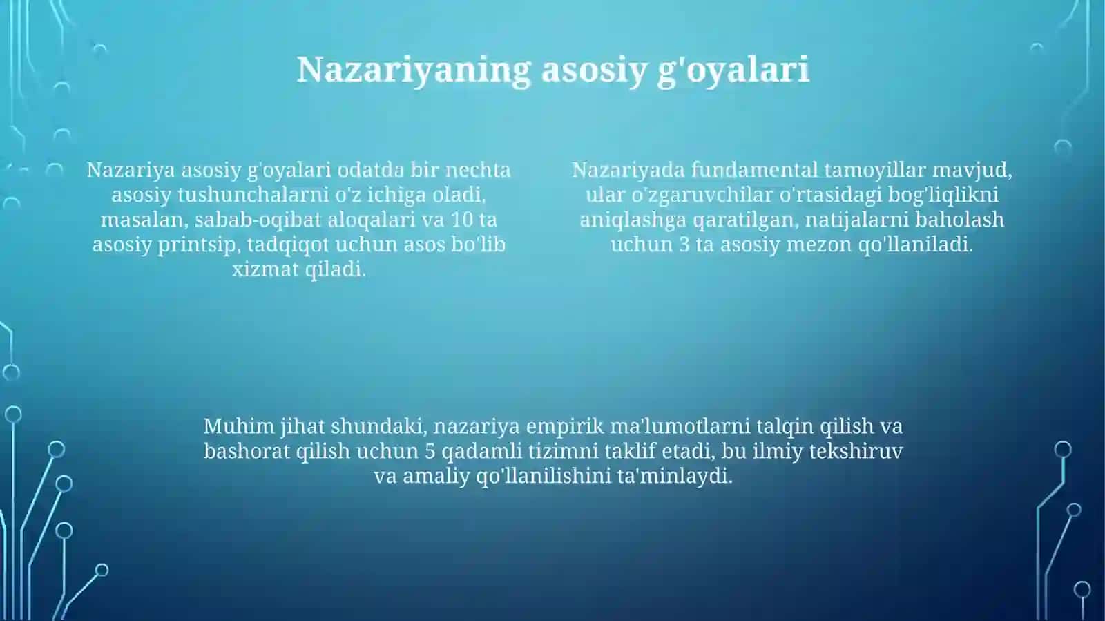 Oʼyining nazzariyalari 4