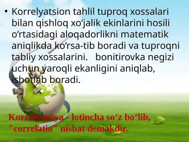Tuproq xususiyatlari  bilan hosil oʻrtasidagi korrelatsion bogʻlanishlar va uni tasvirlash yoʻllari 4
