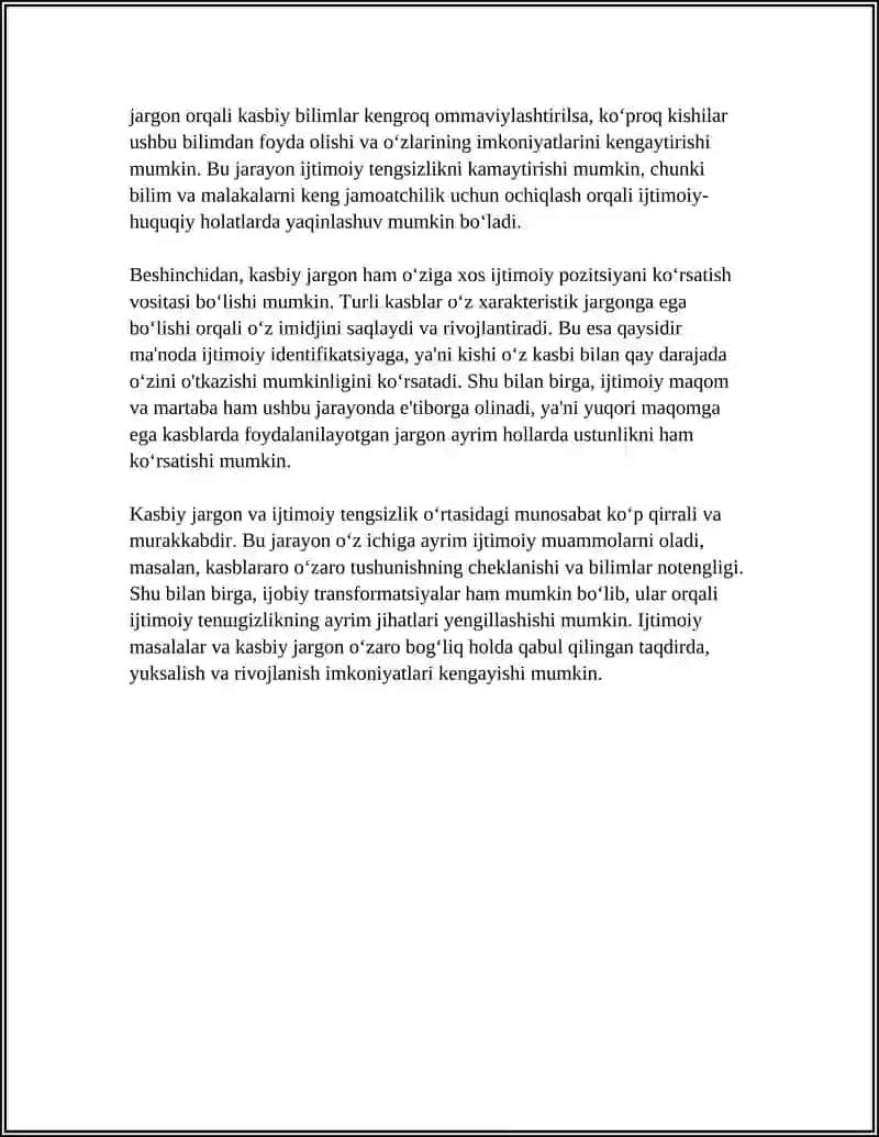IJTIMOIY MASALALAR: KASBLAR BILAN BOG'LIQ JARGON 4