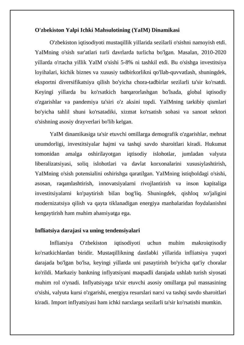 O'zbekiston respublikasining makroiqtisodiy ko'rsatkichlar tahlili 4