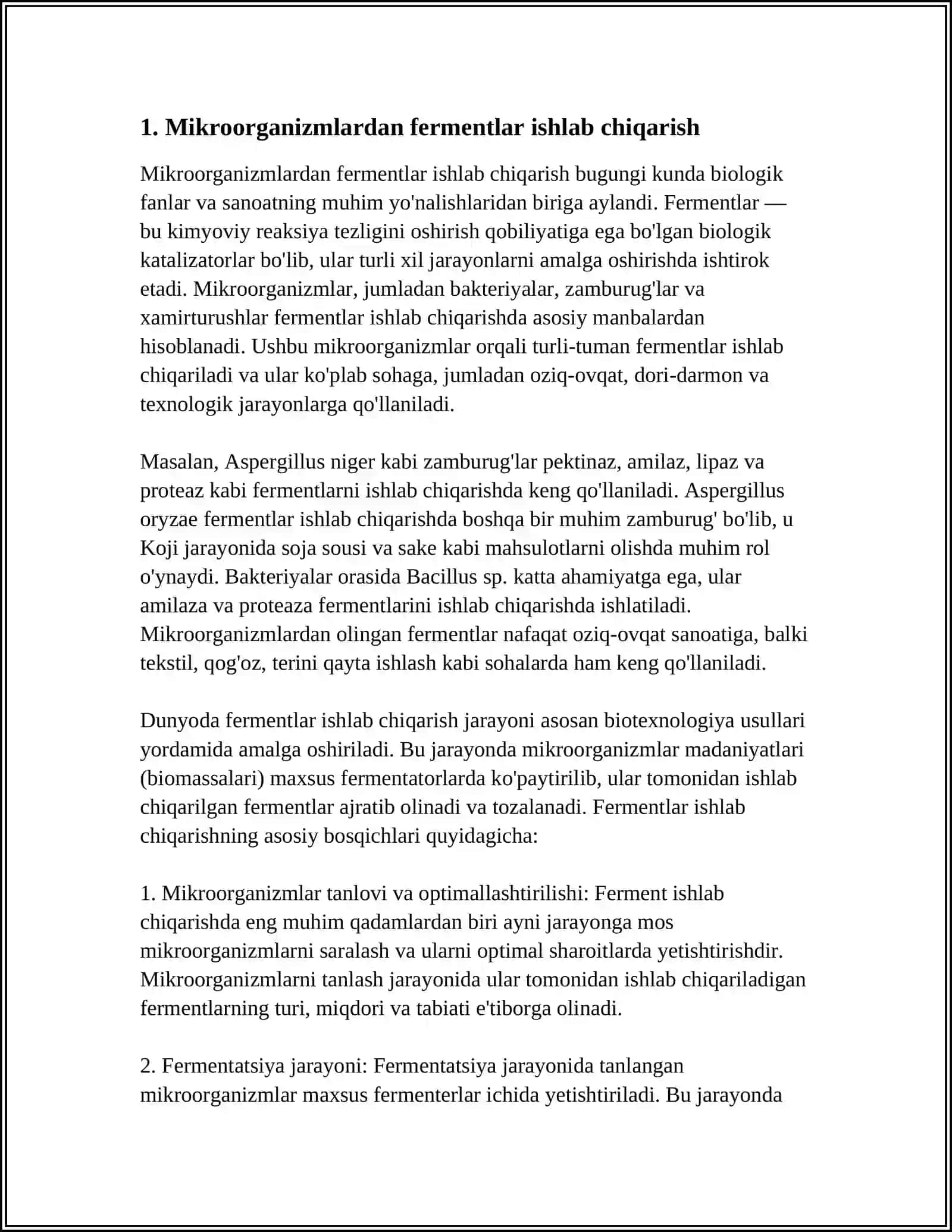 MIKROORGANIZMLARNI BIOTEXNOLOGIYADA QO'LLANILISHI 4