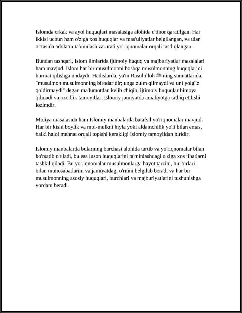 Islomiy manbalarda inson huquqlari tamoyillari 4