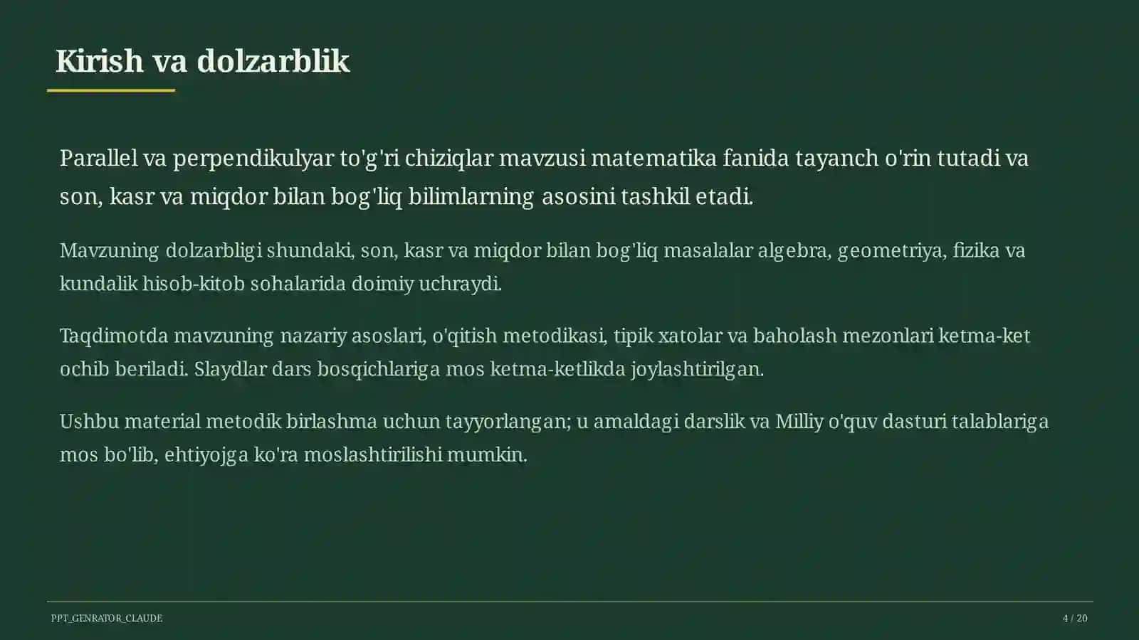 Parallel va perpendikulyar to'g'ri chiziqlar (6-sinf) 4