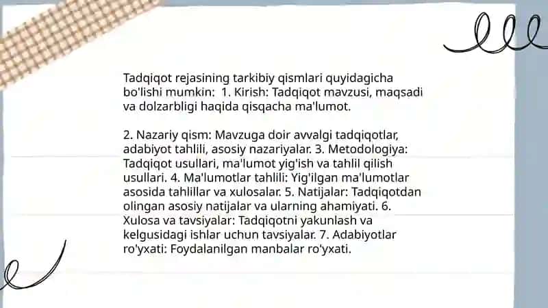 Ilmiy tadqiqotchilik ishining rejalashtirilishi 4