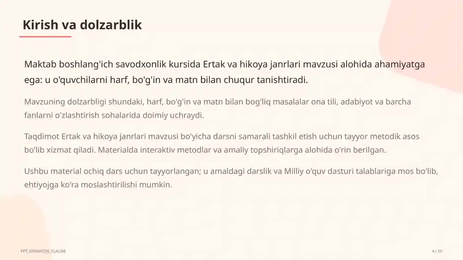 Ertak va hikoya janrlari (4-sinf) 4