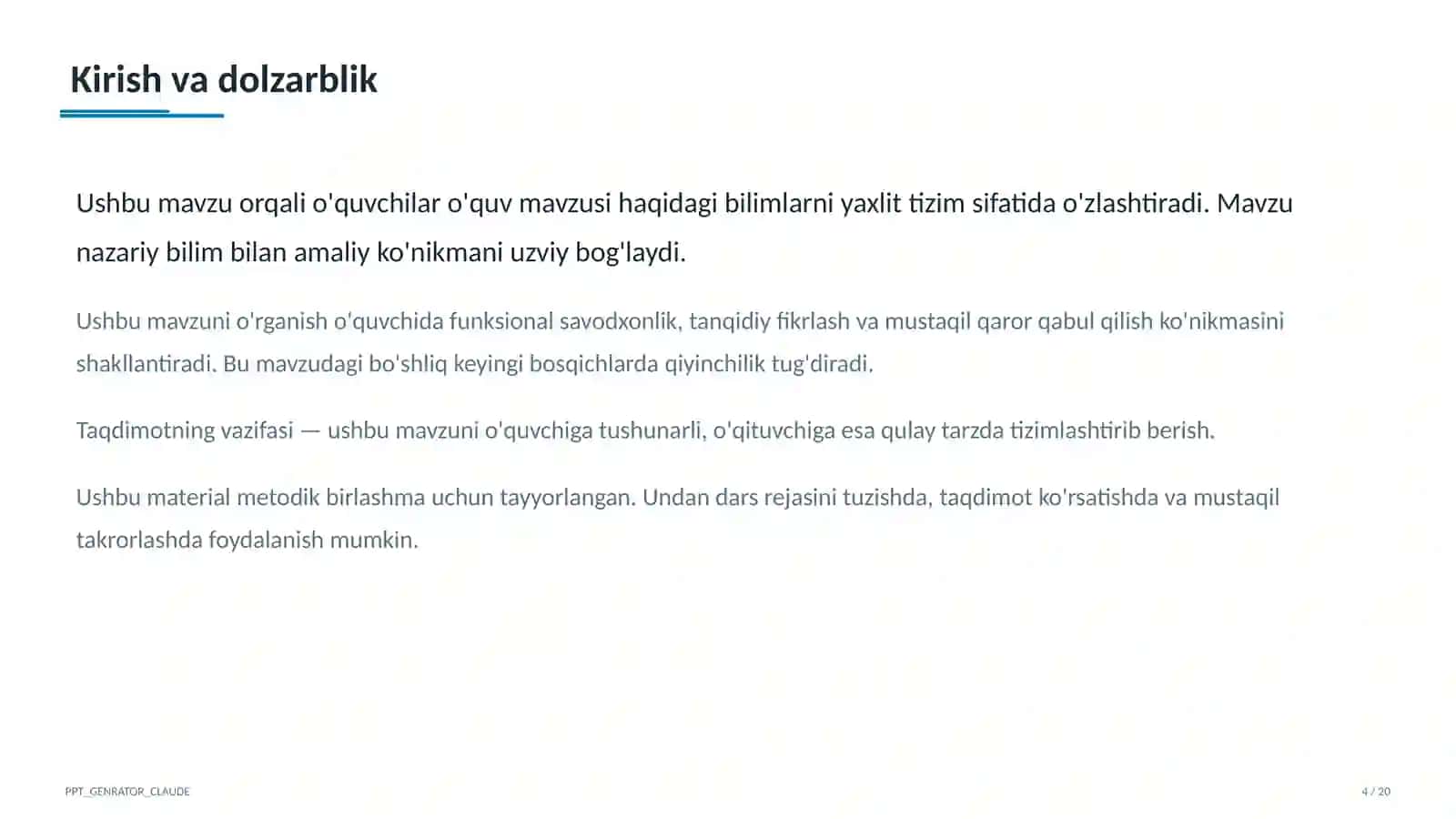Dolzarb mavzular — maktab va o'qituvchilar 4