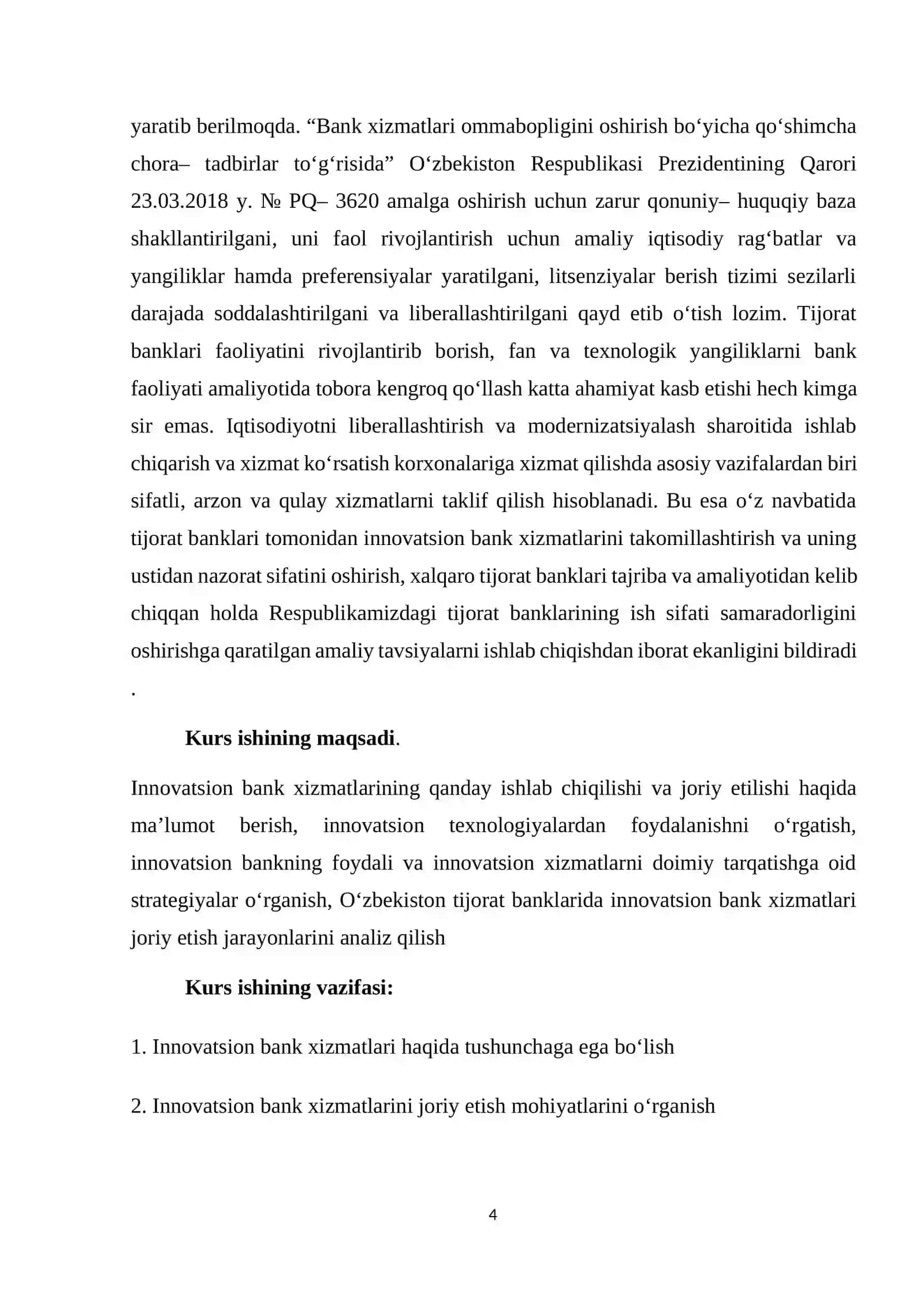 O‘zbekiston tijorat banklarida innovatsion bank xizmatlari joriy etish yo‘llari 4
