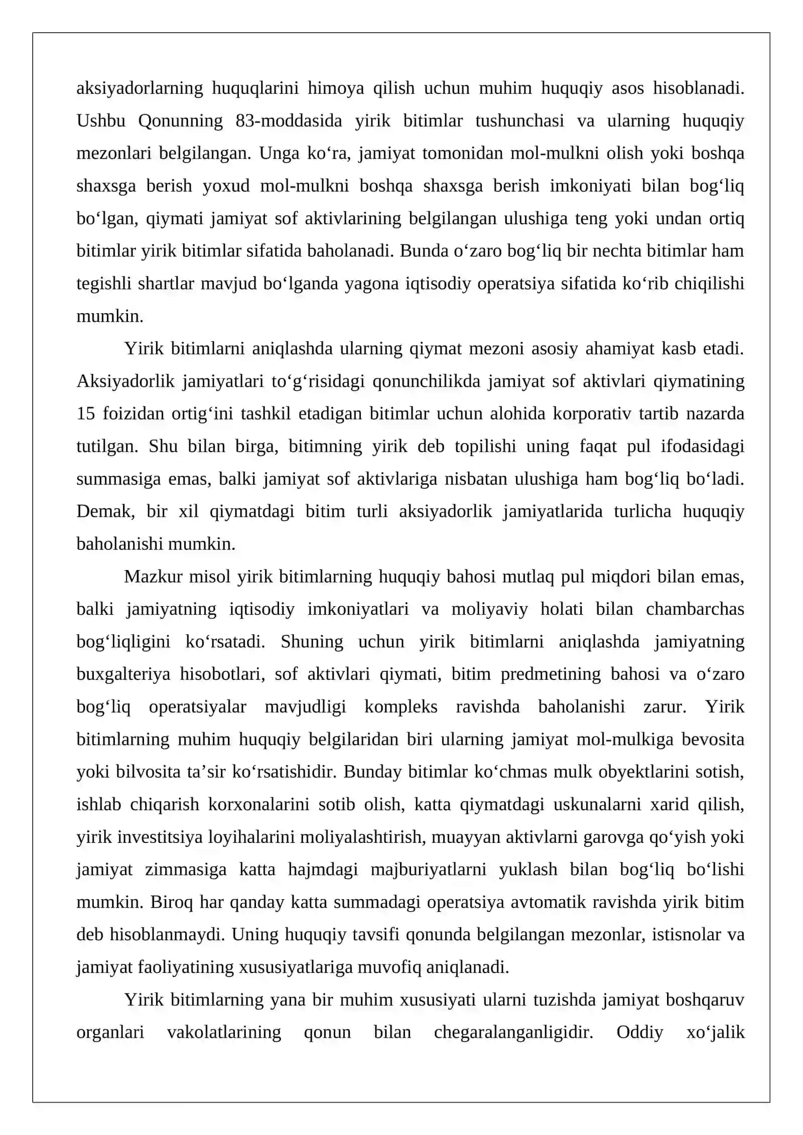 Yirik bitimlar va manfaatdorlik mavjud bitimlar ma’qullash tartibi 4