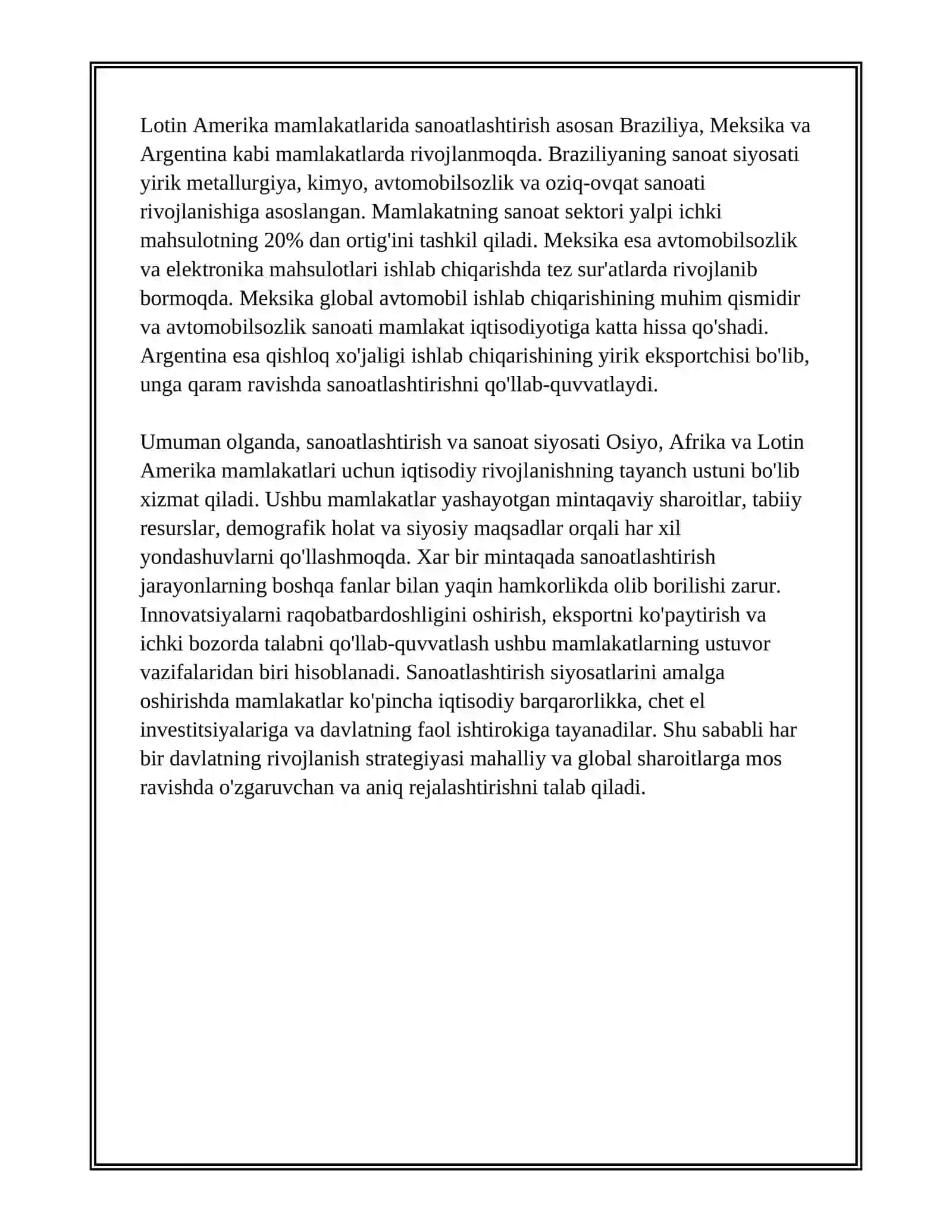 OSIYO,AFRIKA VA LOTIN AMERIKA MAMLAKATLARI RIVOJLANISHINING ASOSIY YONALISHLARI 4