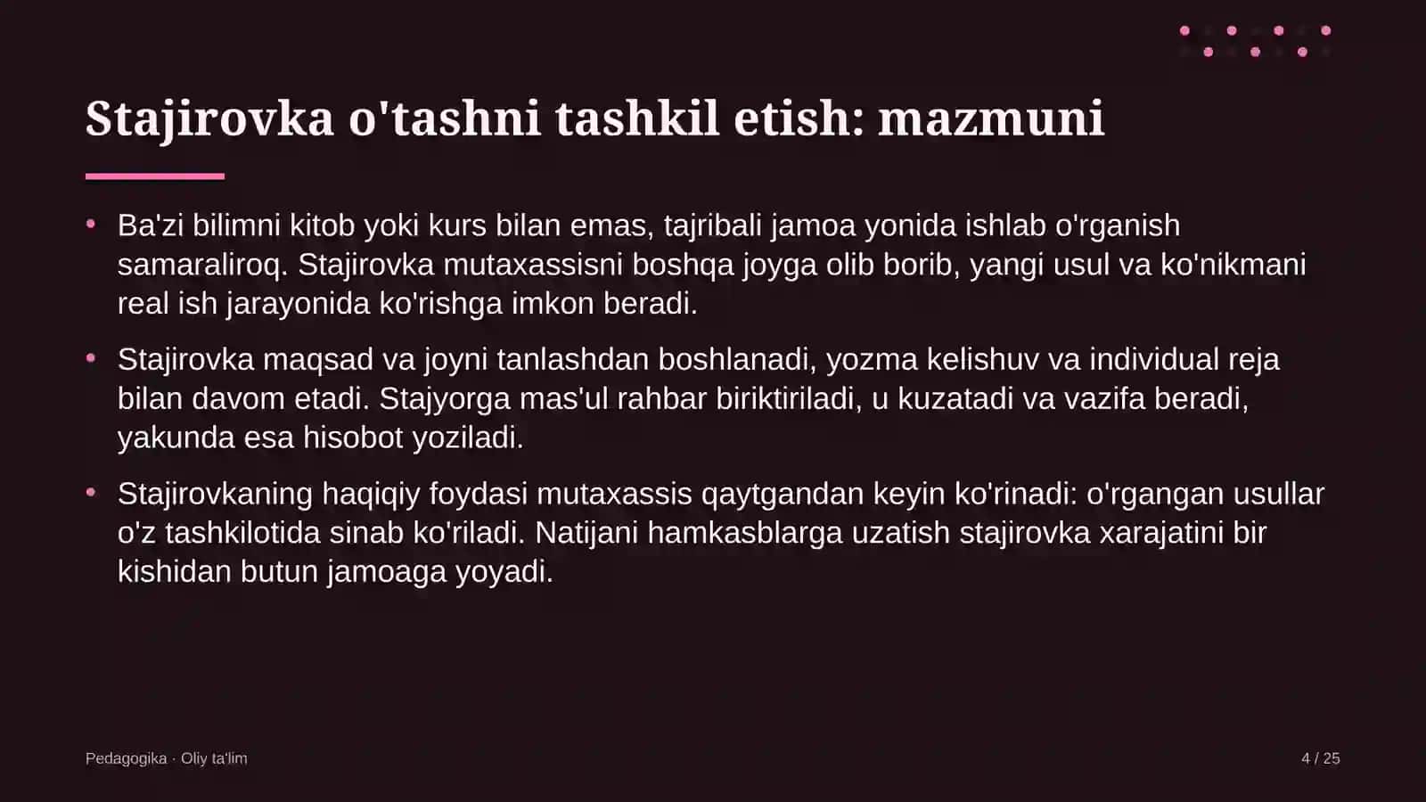 Buyum bozorlarida stajirovka o'tashni tashkil etish 4