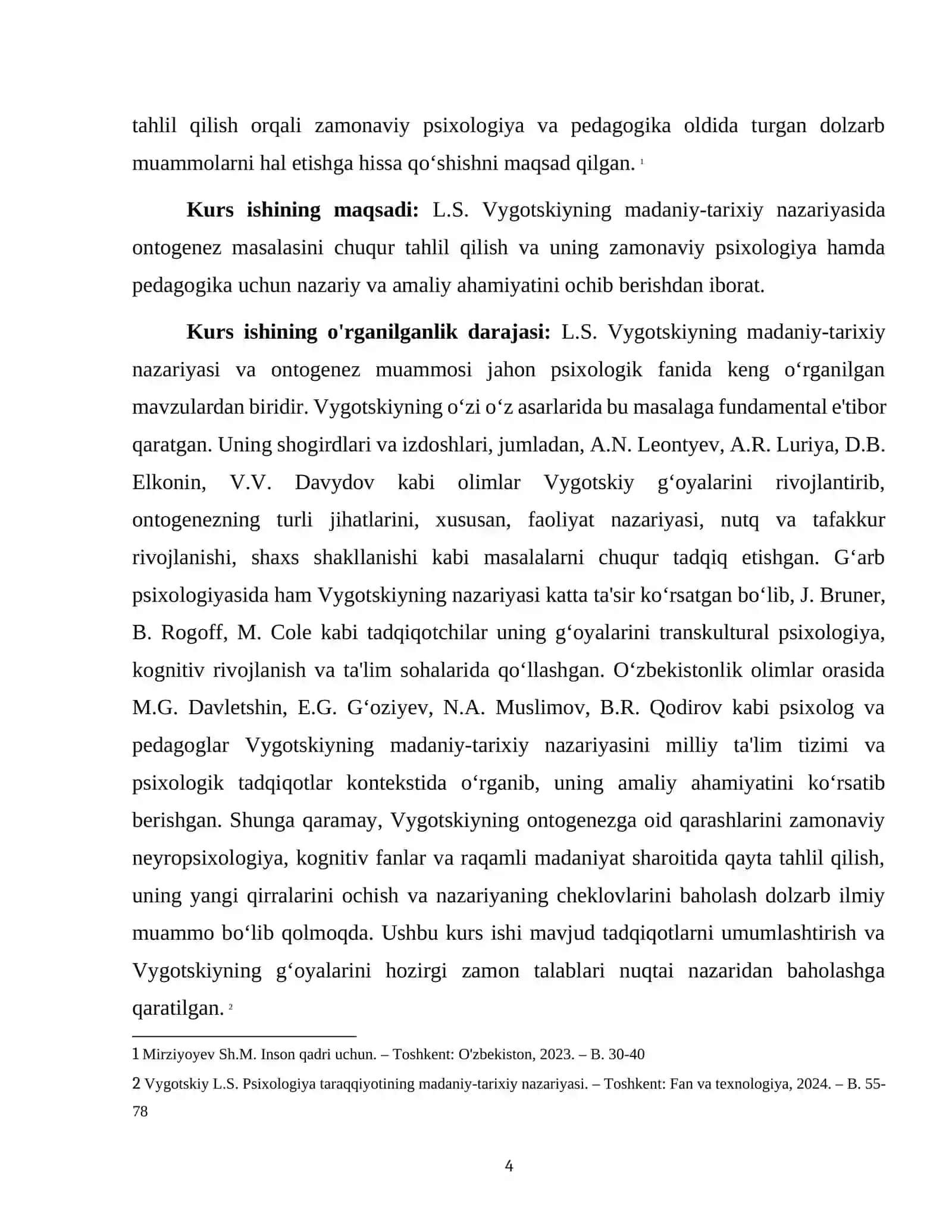 L.S. VYGOTSKIYNING MADANIY-TARIXIY NAZARIYASIDA ONTOGENEZ MASALASI 4