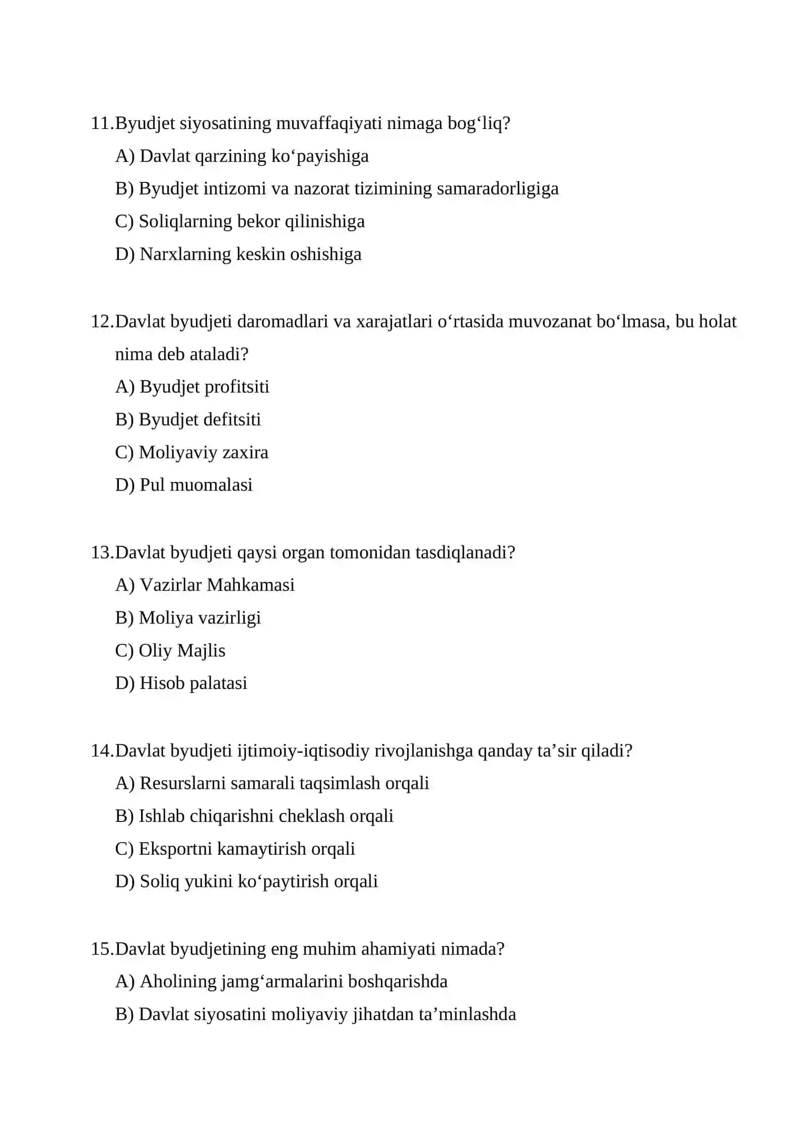 Davlat byudjeti vazifalari va ularning jamiyatni ijtimoiy-iqtisodiy rivojlantirishdagi o’rni 4