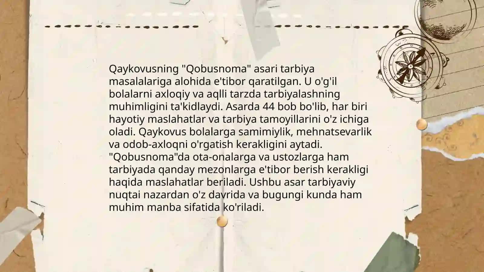 Yusuf Xos Xojib va Kaykovus asarlarida ta'lim-tarbiya masalalarining yoritilishi 4