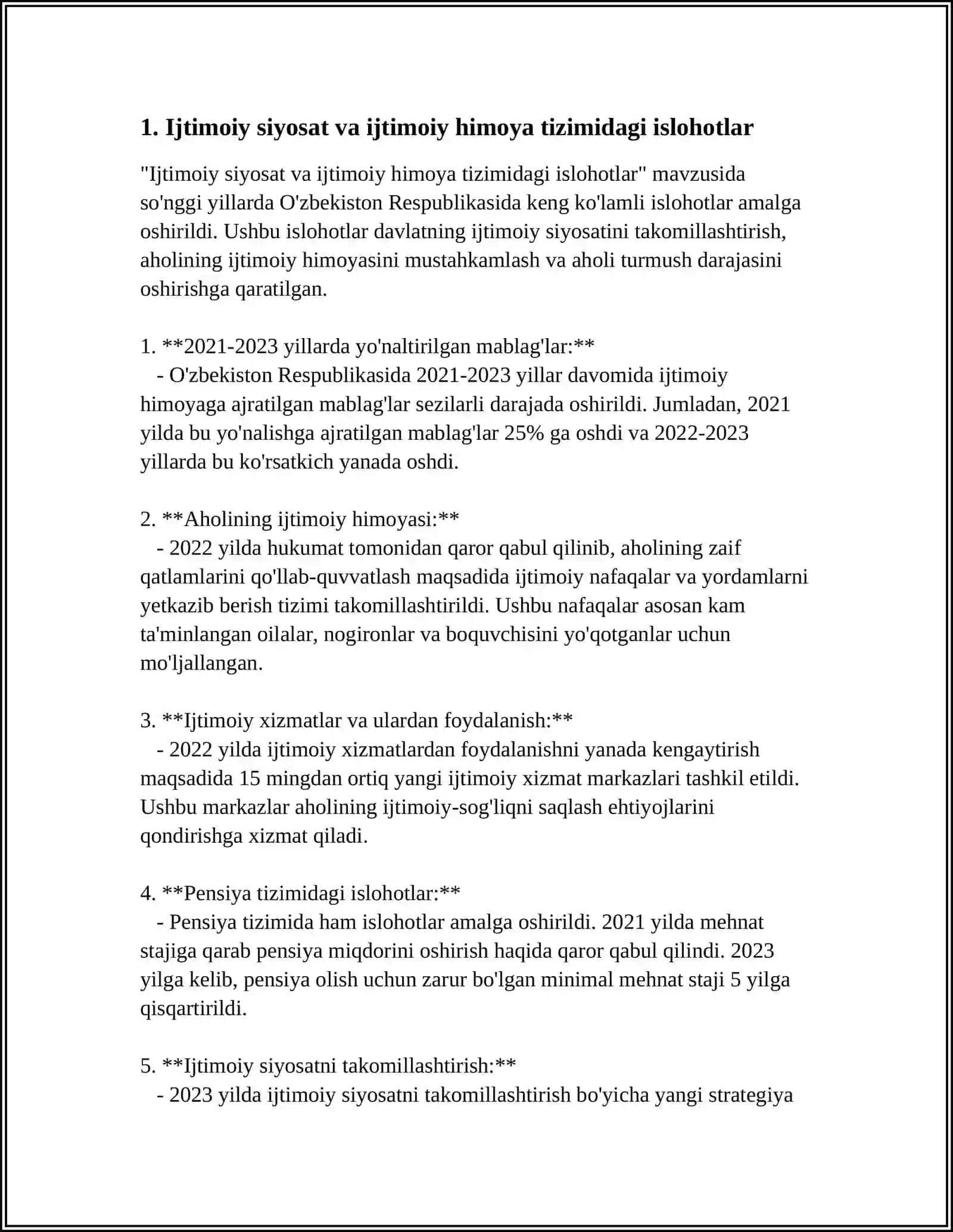 O‘ZBEKISTONDA IJTIMOIY SOHADA AMALGA OSHIRILAYOTGAN ISLOHOTLAR MAZMUN VA MOHIYATI 4