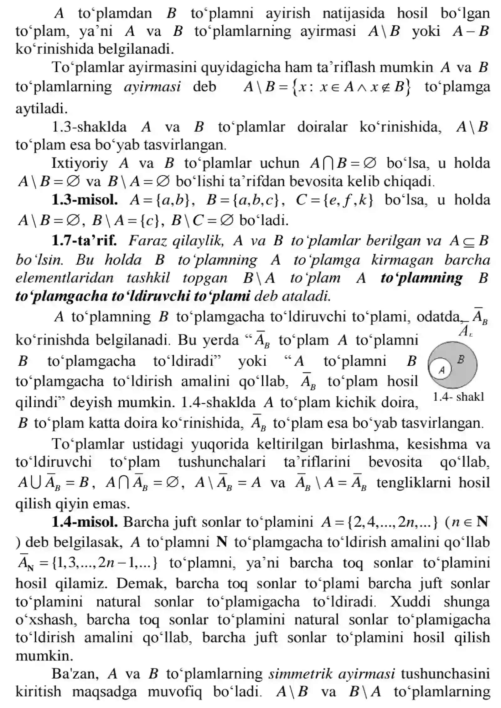 To’plamlar tushunchalari va ular ustida amallar 4