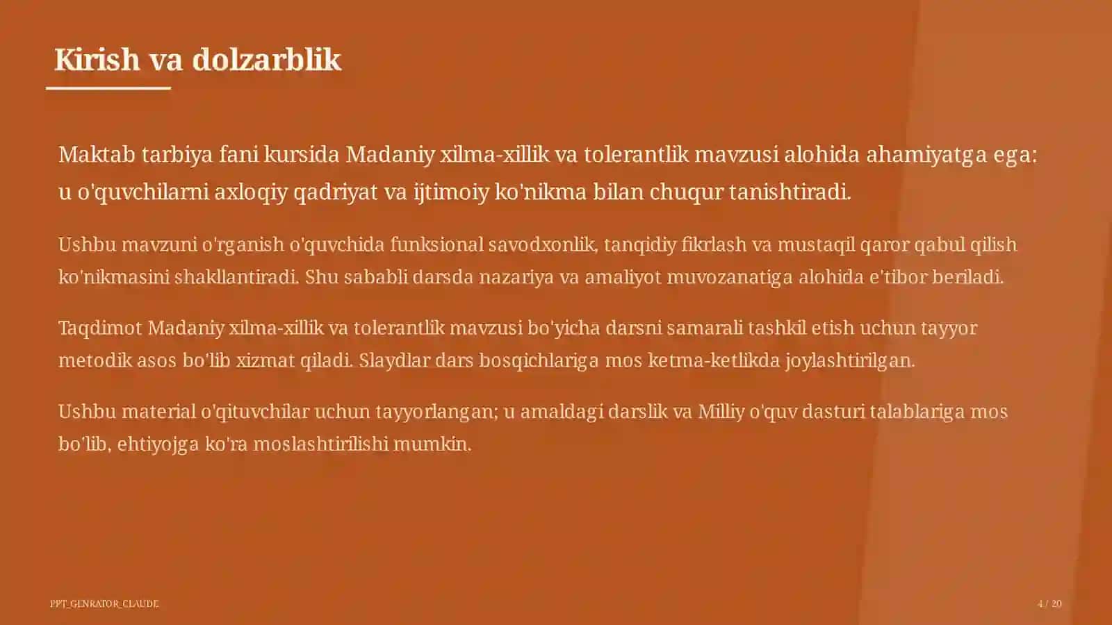Madaniy xilma-xillik va tolerantlik (11-sinf) 4