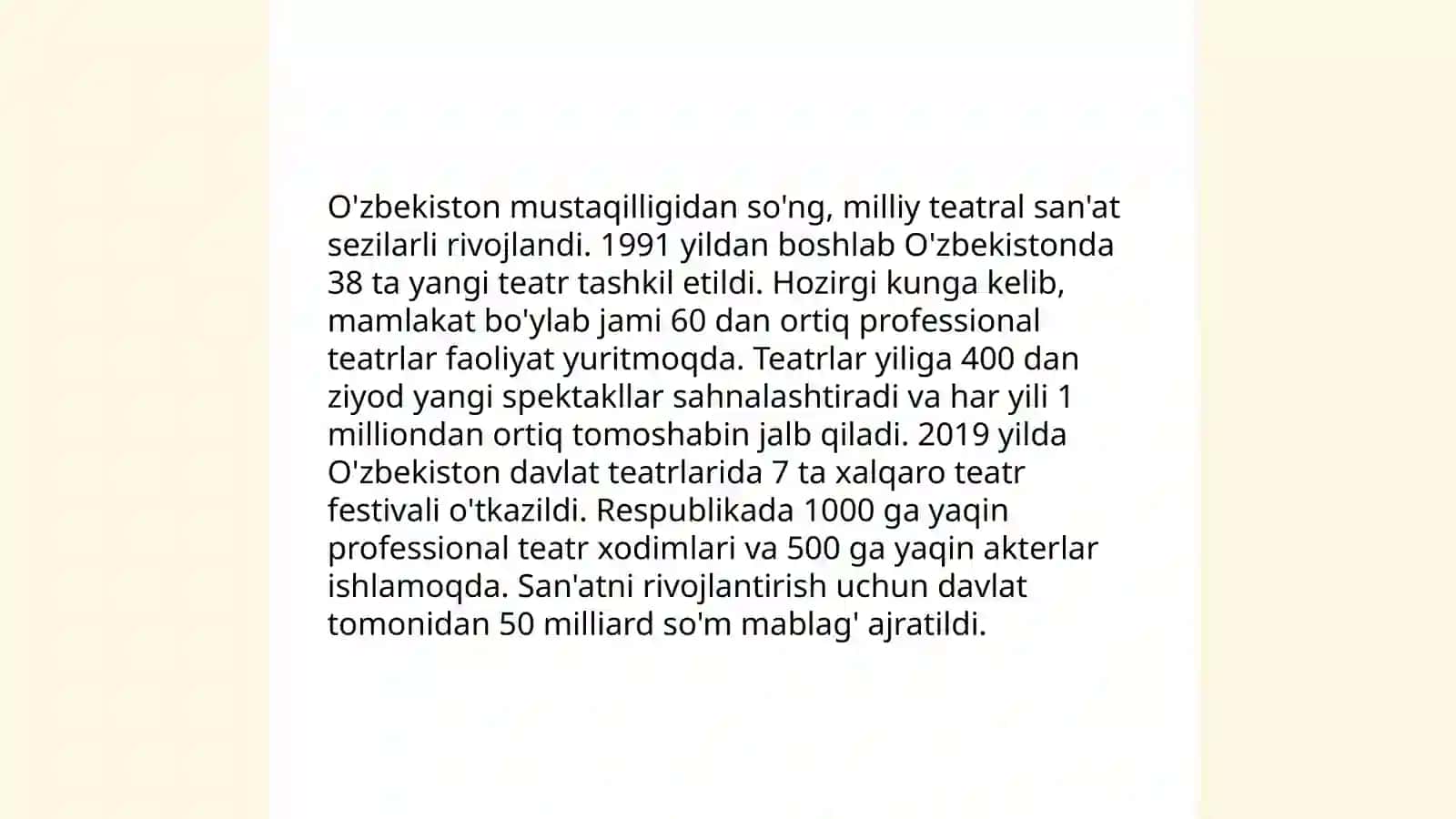 Mustaqillik yillarida O'zbekistonda ma'naviy va madaniy taraqqiyot 4
