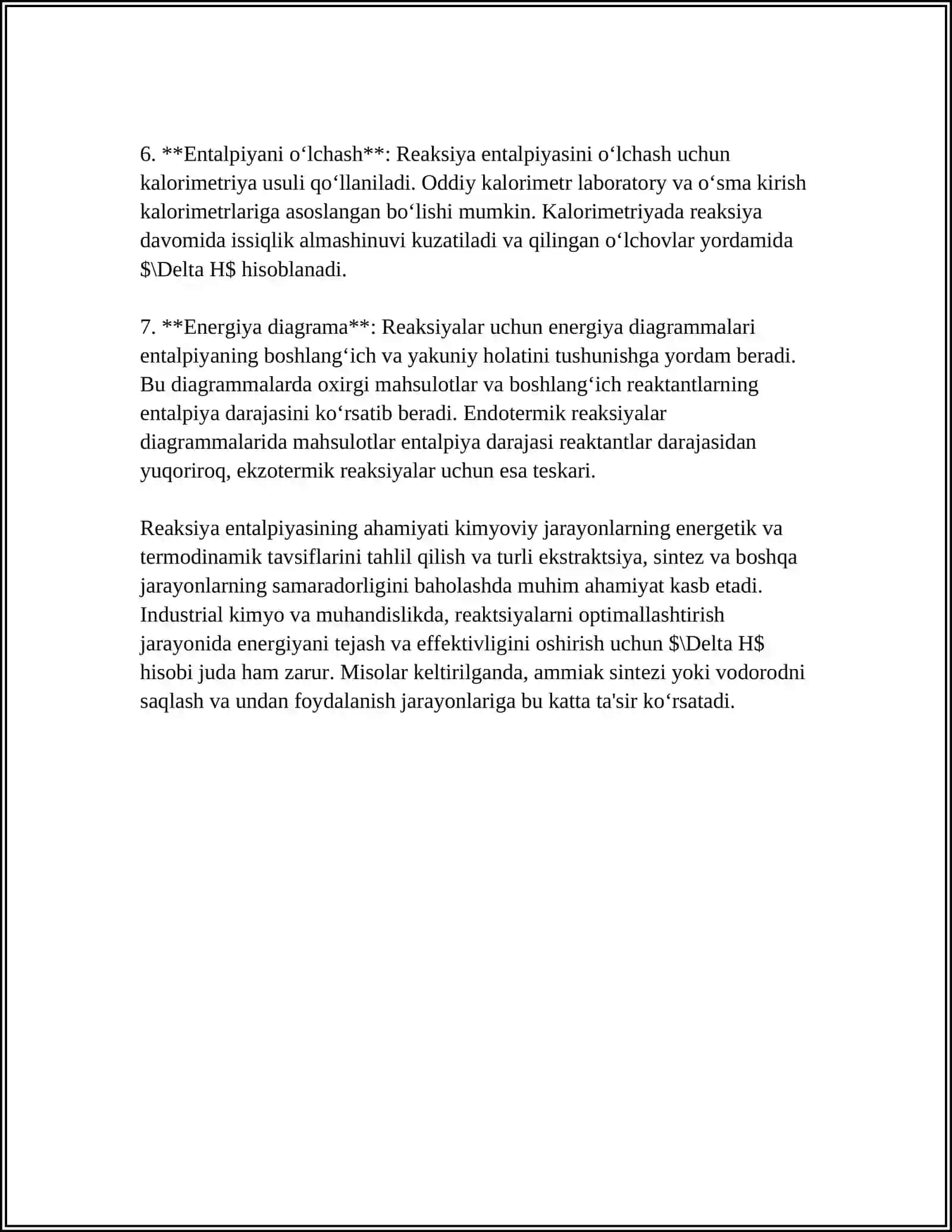 MUVOZANAT KONSTANTASINI HISOBLASHDA REAKSIYANING STANDARD HOLATDAGI ENTALPIYASI VA ENTROPIYA QIYMATLARIDAN FOYDALANISH 4