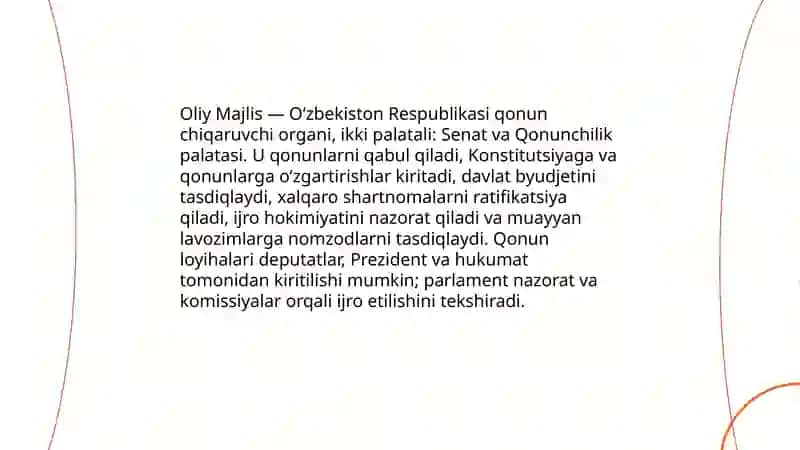 Oʻzbekistonda milliy boshqaruv tizimi. Hokimiyatlarning boʻlinishi prinsipi 4