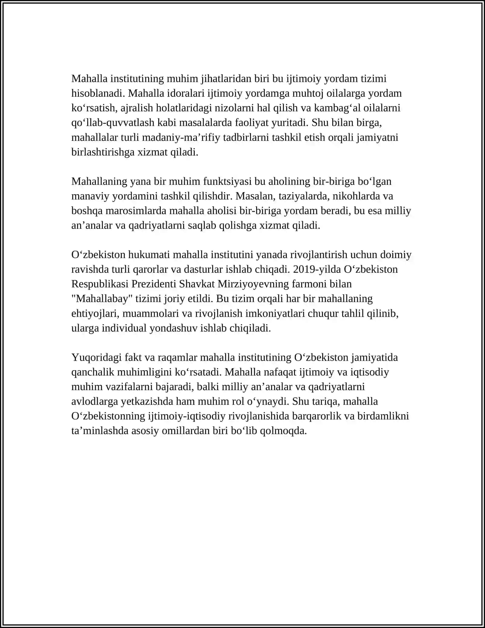 MAHALLA – IJTIMOIY O’Z-O’ZINI BOSHQARISH ORGANISH 4